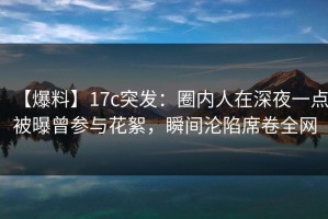 【爆料】17c突发：圈内人在深夜一点被曝曾参与花絮，瞬间沦陷席卷全网