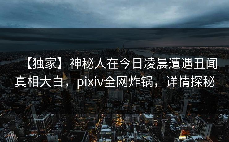 【独家】神秘人在今日凌晨遭遇丑闻真相大白,pixiv全网炸锅,详情探秘 【独家】神秘人在今日凌晨遭遇丑闻真相大白,pixiv全网炸锅,详情探秘